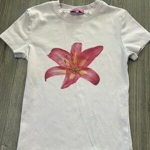 Edikted Light Pink Tee with Pink Floral Design